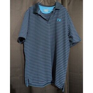 Under Armour Heatgear Short Sleeve Polo Shirt Men's XL Gray Blue Maroon Stripes